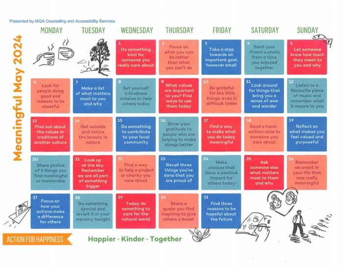 May mental health calendar. 